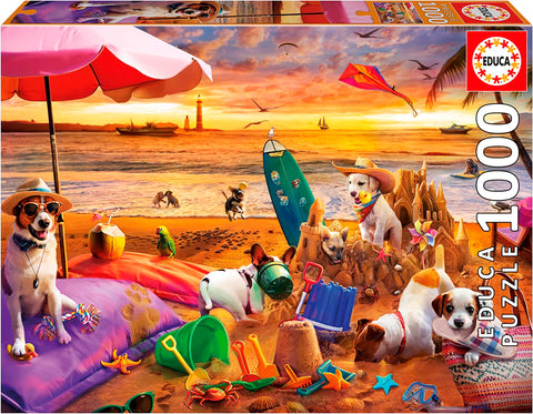 Chiens jouant à la plage | 1000 mcx