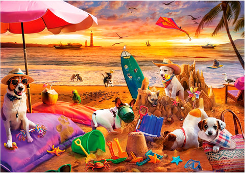 Chiens jouant à la plage | 1000 mcx