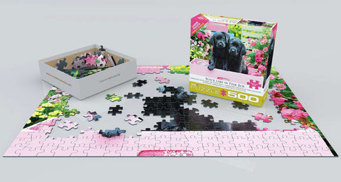 Labradors noirs dans une boite rose | 500XL mcx