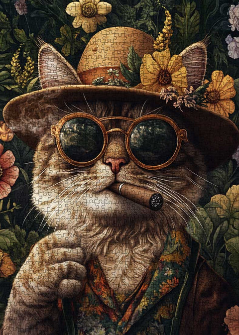 Chat élégant avec chapeau et cigare | 1000 mcx