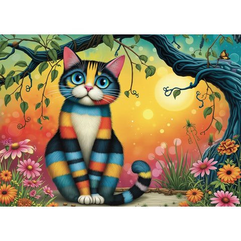 Chat rayé multicolore | 1000 mcx