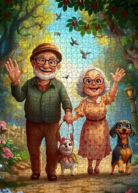 Papi et Mami promènent les chiens | 1000 mcx