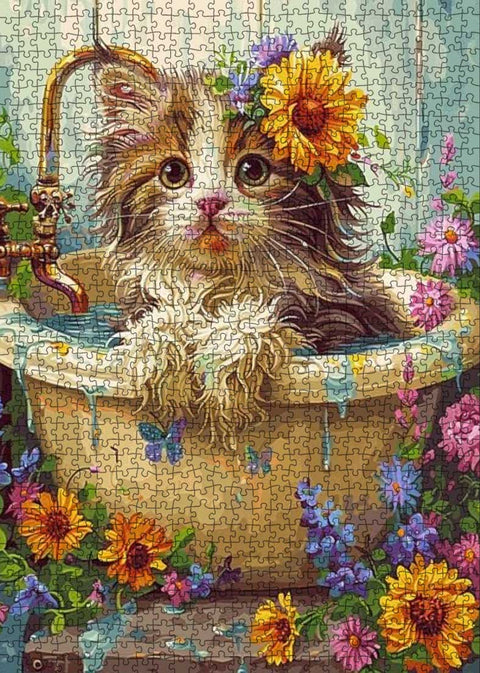Chaton fleuri dans le bain | 1000 mcx