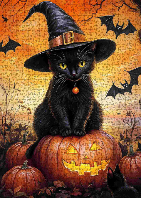 Pause citrouille pour chat noir | 1000 mcx