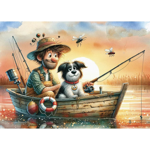 Les amis pêcheur au coucher du soleil | 1000 mcx